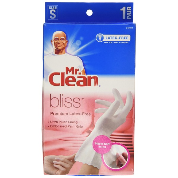 Mr. Clean Bliss Premium Latex-Free Gloves, Small, 4 Pair (Pack of 1)
