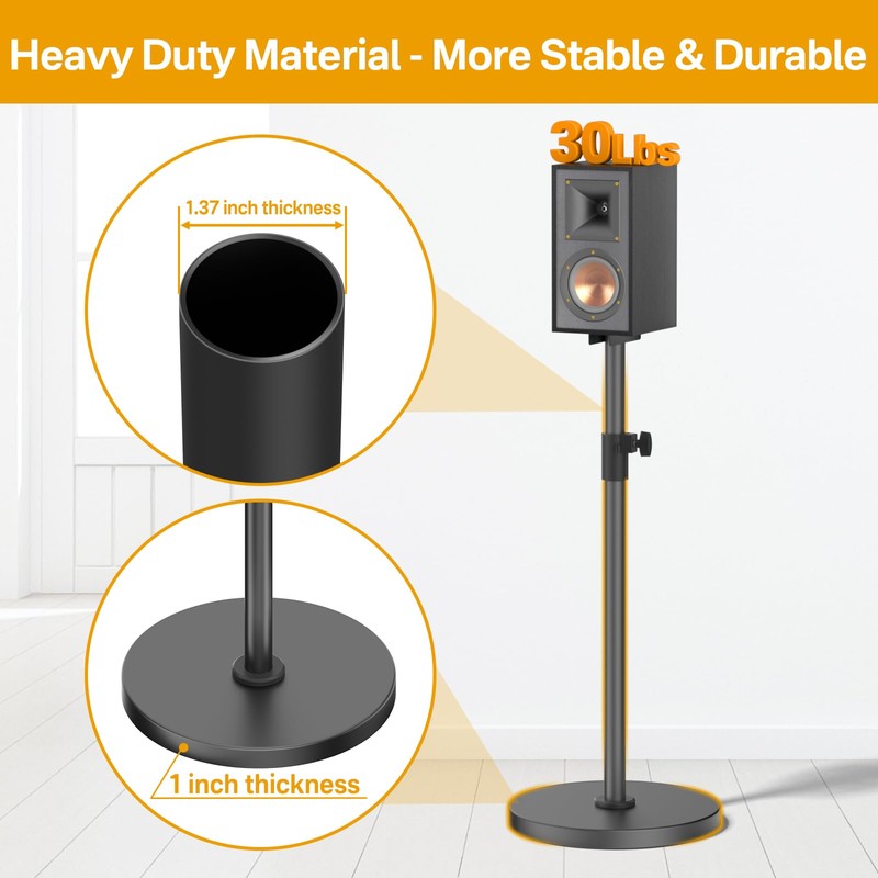 Height Adjustable Bookshelf Speaker Stands Pair for Klipsch Speaker Stands