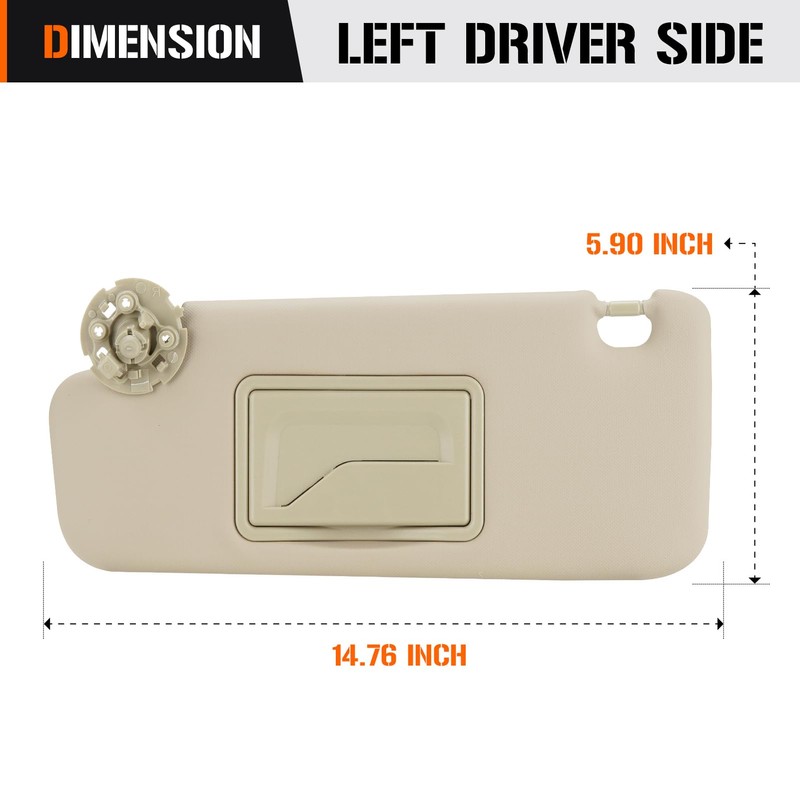 Sun Visor for 2011-2016 Chevy Cruze, Left Driver Side Beige