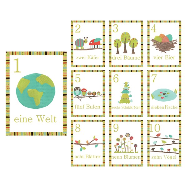 Children Inspire Design Nature Themed German Numbers 1-10 and Counting