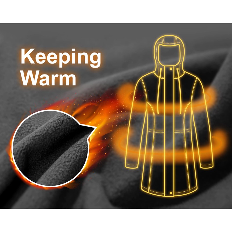 33,000ft Women's Softshell Long Jacket with Hood Fleece Lined Windproof