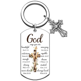 Christian Gifts for Women Faith Based Gifts Keychains Inspirational Religious Gift for Women Mom Grandma Sister Friend Coworker Birthday Christmas Spiritual Catholic Gift for Her Cross Keyring