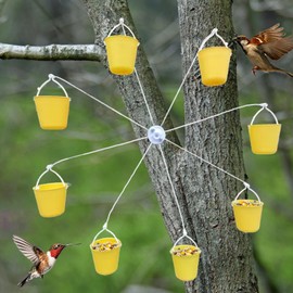 Ferris Wheel Bird Feeder, Whimsical Rotating Ferris Wheel Bird Feeder with 8 Buckets, Birds Wheel Toy with Feeder, Hanging Bird feeders for Outdoors, for Sparrows, Yellow Finch, Swallow