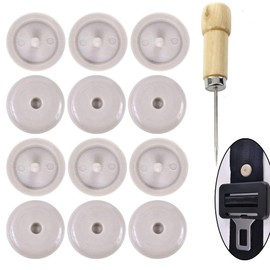 Y-Axis 6 x Seat Belt Button Buckle Clip Stop - Universal Fit Stopper Kit (Beige - 6 Sets)