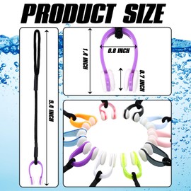 Seenelling 10 Pcs Swimming Nose Clip with String Waterproof Swim Nose Plugs Soft Silicone Gel Protector Accessories for Adults Beginners Training Supplies, 10 Colors(Color C,U-Shaped)