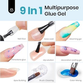 Beetles Kit Uñas Gel Almendra 504 Pzs, Extensión Etch X Fácil, Tips Mate Cortos/Medianos, Pegamento 5 en 1 con Lámpara UV LED, Set Profesional DIY