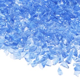 M METERXITY High Luster Fire Glass Gravel Stone, Glass Gems, Crushed Glass, Broken Glass Pieces for Crafts/Vases/Aquarium/Garden Decorations 3-6mm, 350g/0.77-Pound [Light Blue]