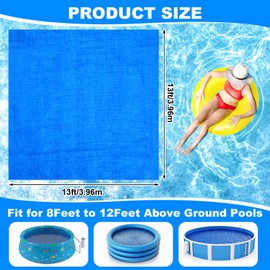 Nuanchu 13 x 13 ft Swimming Pool Ground Cloth Rectangular Waterproof PE Swimming Pool Liner Pad for 8 to 12 ft Above Ground Pools Heavy Duty Mat Prevents Punctures Tarp