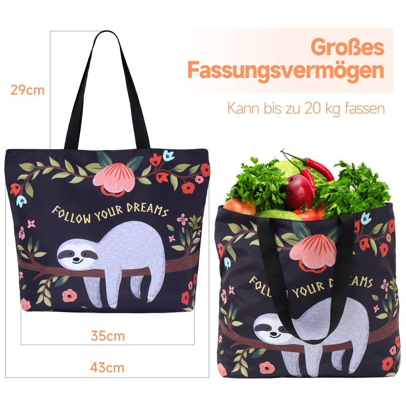 AOKSUNOVA Shopping Bag Foldable Fabric Bag Fabric Bag with Zip