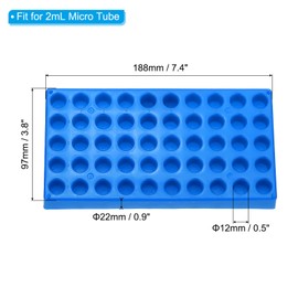 PATIKIL Vial Rack for 2ml Autosampler Vials, 2 Pack Vial Tray Holder 50-Well Stackable Test Tube Rack Vial Holder for Microcentrifuge Tubes, Blue