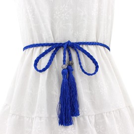 FAIRYGATE Navy Belts for Women Dress Pretty Blue Belts Waist Chain Rope Braided Casual Thin for Jeans Dress Pants Waistband A1220