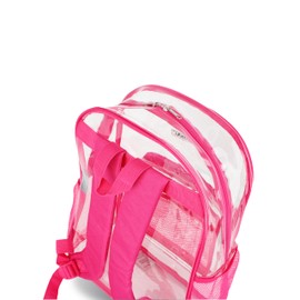 Sposac Medium Clear Backpack for Women and Kids. See Thru Plastic PVC Bookbag, Pink, One Size