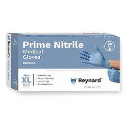 Reynard Prime Nitrile Medical Gloves - Blue (XL) X 90
