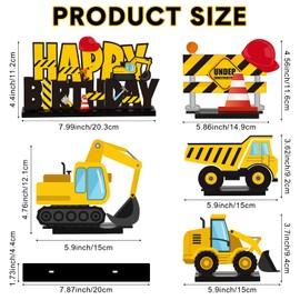 Capoda 5 Pcs Construction Wooden Table Centerpiece Construction Birthday Party Supplies Construction Party Decorations for Table Wood Excavator Table Topper Construction Party Supplies for Birthday