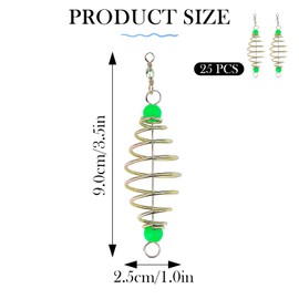 Fishing Feeder Bait Cage, 25Pcs Bait Thrower, Olive Shape Spring Fishing Bait Cage Holder with Pendant Bead