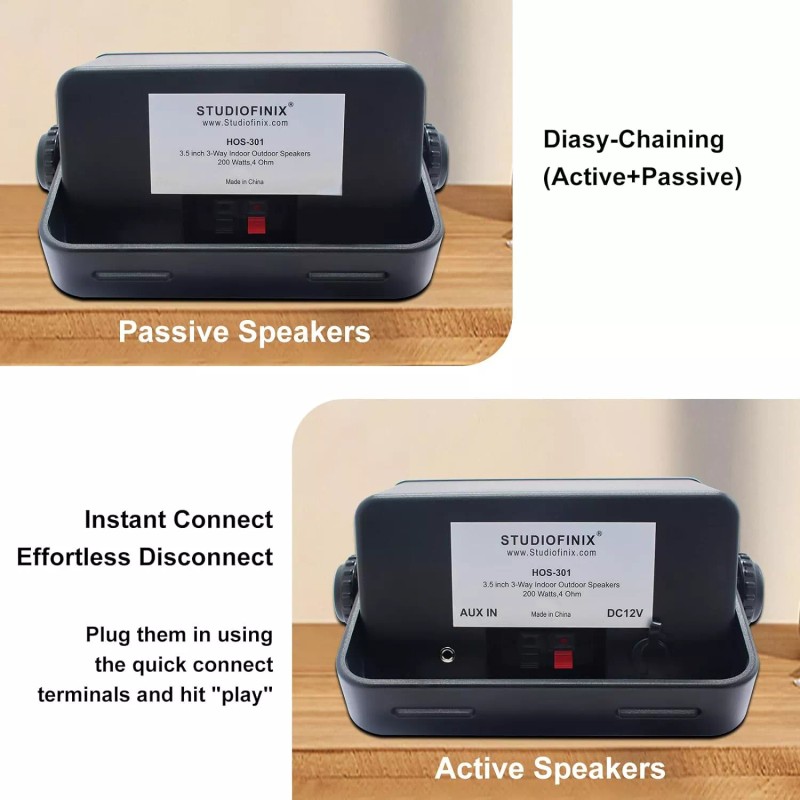 STUDIOFINIX 3.5" 200W Indoor/Outdoor Wall Speakers Wired Waterproof Surface for