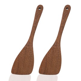 Wooden Spatula Set, 2Pcs Wooden Cooking Utensils for Non-Stick Cookware, 12.8-Inch Long Handle Wooden Spatulas for Frying, Baking & Stirring, Eco-Friendly Wooden Spatulas for Cooking