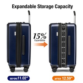 KYME Hardside Carry On Luggage Airline Approved with Laptop Compartment,20 Inch Durable Travel Suitcase with Double Wheels and TSA Lock,Blue