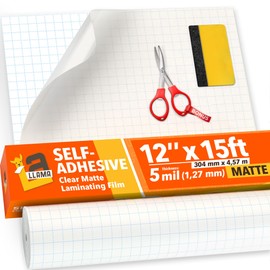 Matte Self Adhesive Laminating Roll 12” x 15ft - 5 MIL Durable Clear Matte Sticker Laminate Film Roll for Anti-Glare Surface
