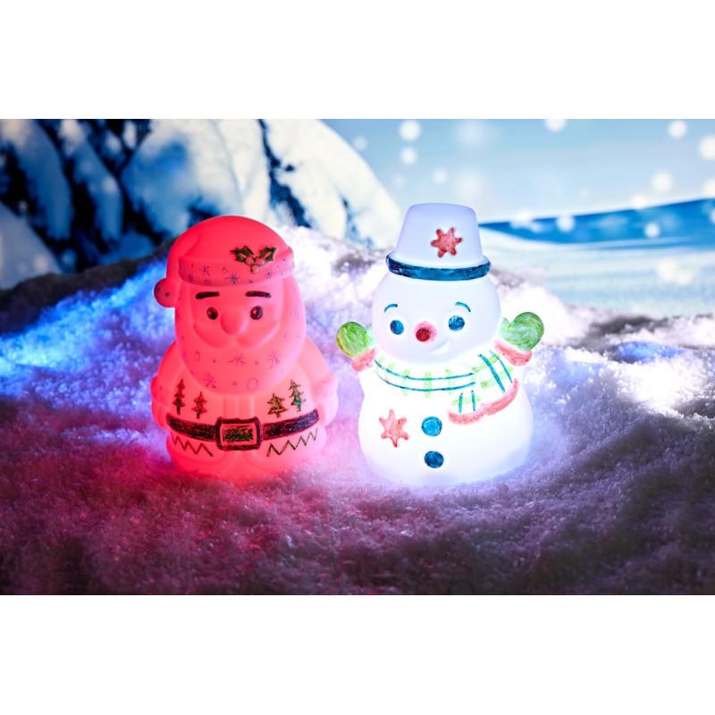 Crayola Light Ups Santa and Snowman Bundle, Recolorable Light Up