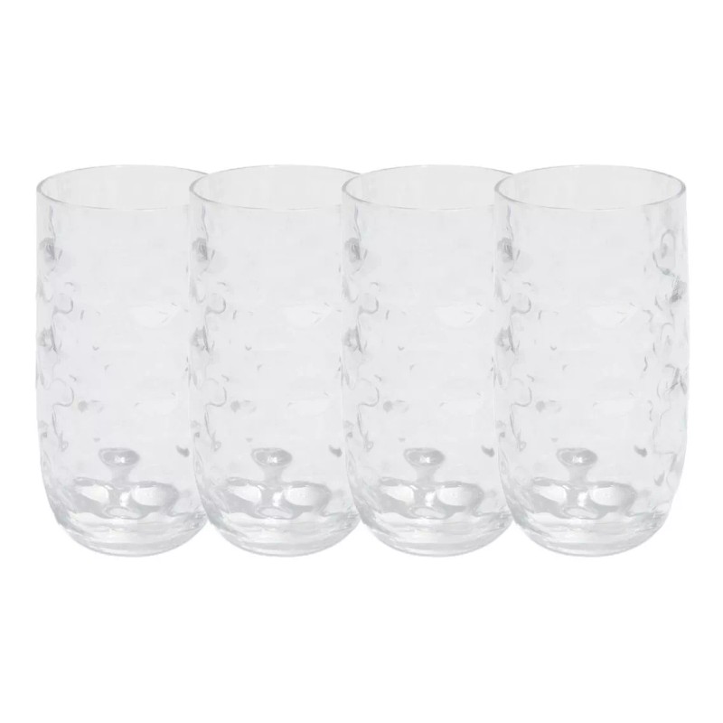 Home Ideas Set 4 Vasos High Ball Wave Acrilico 650