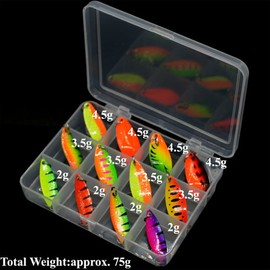 yufan 12 Pcs Trout Fishing Spoon Set,Trout Spoons Kit Fishing Spoon Lure Set Hard Baits Hard Baits Metal Fishing Lures Spinner Baits Fish Treble,for Trout,Char and Perch