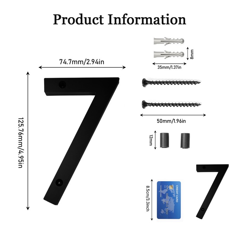 JAONLD House Number Sign Black Acrylic House Number with Screws,