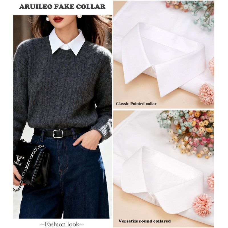 3 Packs Cotton Fake Collar Detachable Dickey Collar Blouse Half