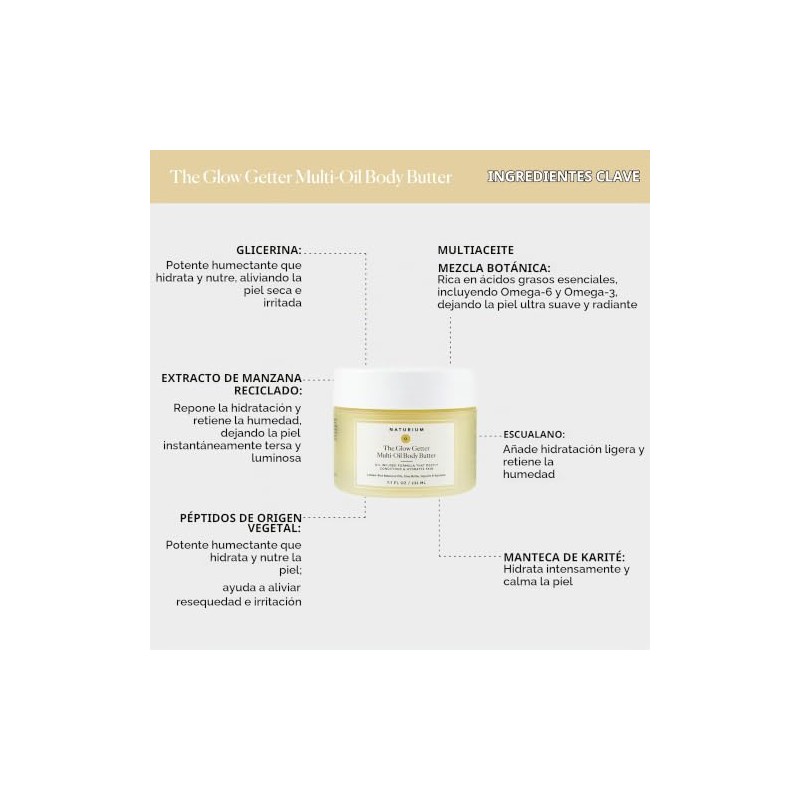 Naturium Manteca Corporal Batida Multiaceite Glow Getter, Crema Reafirmante Y