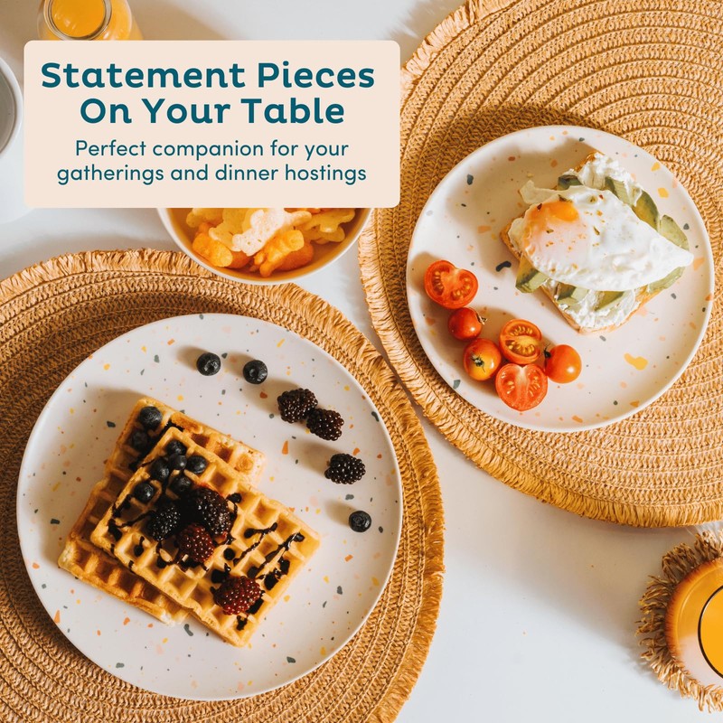 4-Pack Bamboo Fiber Dinner Plates - Alternative for Plastic Plates,