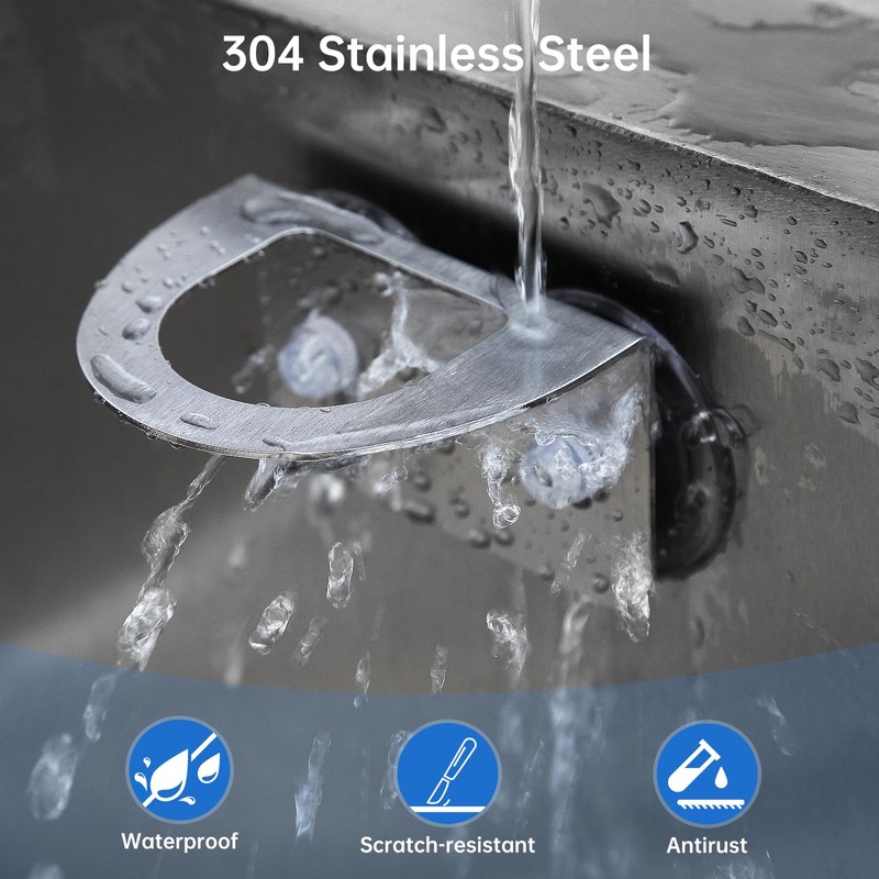 Stainless Steel Kitchen Sink Dish Brush Holder with Suction Cups,Scrub