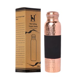 Pure Copper Water Bottle for Ayurvedic Health Benefits, 1000 Ml (33.81 Fl Oz) (Color Pattern)