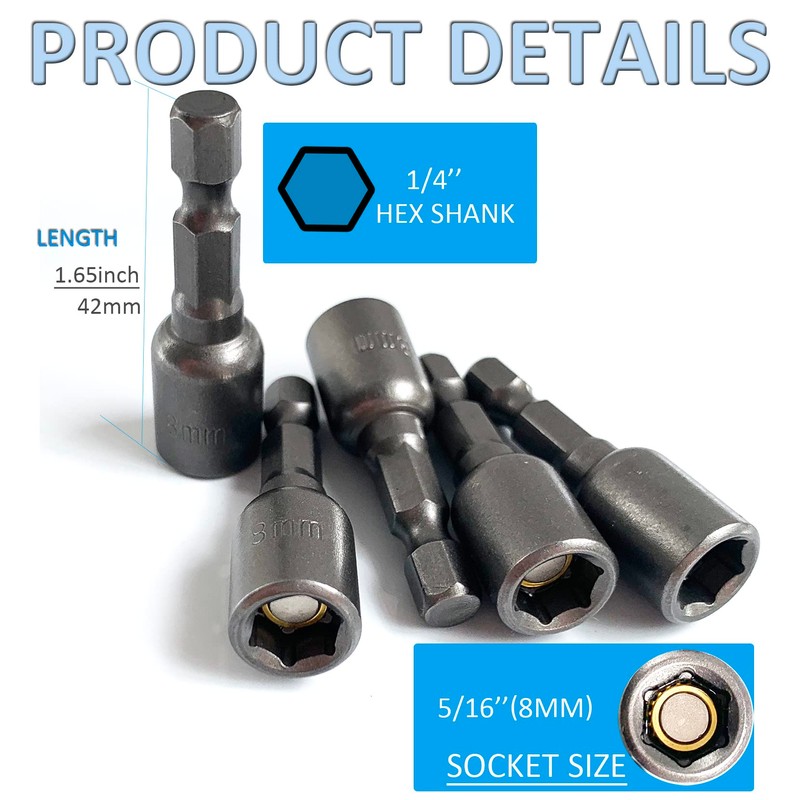 5/16'' Nut Driver Bit Sets 10PCS, SKZIRI 5/16 inch Nut