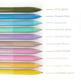 WRITECH WRITECH Retractable Gel Pens Quick Dry Ink Pens Fine Point 0.5mm 10 Assorted Unique Vintage Colors For Journaling, Drawing, Doodling, and Notetaking (Vintage 2)