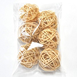 Loveril 6 Pcs Munche Balls 5cm Size Natural Color Uncolored Pet Toys for Parakeet, Parrot, Hamster, Cat, Etc (1 Piece)