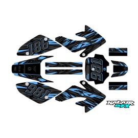 Kalair GFX Graphics Kit for Honda CRF 80 (2004-2010) Twitch Series Cyan 09 Mil - Dirt Pit Bike Motorcycle Stickers, Dirtbike Racing Automotive Decal Motocross Accessories no-Plastics