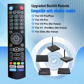 VSeeBox Backlit V3 Pro Voice Remote Control Alternative for V3 Plus, V5, V3, V2, V1 Pro, V1 Max, Elite Models