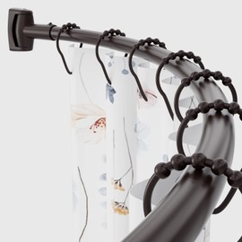 Chrsouly Adjustable Curved Shower Rod, 42-74 inches Extra Wide Shower Curtain Rod, Rust proof, Premium Stainless Steel, Curved Shower Rod for Bathroom Bronze