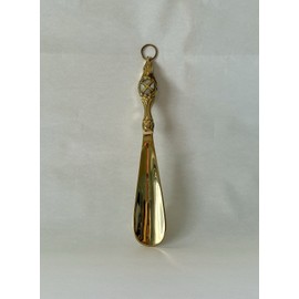 GLOBEDECOR Gold Brass Shoehorn with Mother of Pearl Engraving 9.5"