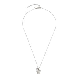 Leonardo Susa CIAO Necklace Stainless Steel 1 Piece Short Silver-Coloured Necklace with Leaf Pendant and Glass Crystal Fashion Jewellery for Women 022288, Stainless Steel, No Gemstone