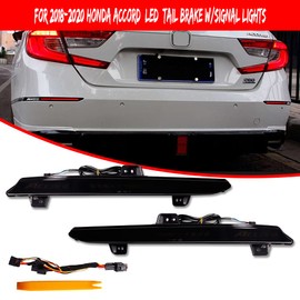 GTINTHEBOX - Lente ahumada OEM, reflector de parachoques trasero, luz trasera de freno con flash secuencial para Honda Accord 2018-2022 (versión actualizada)