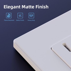 ELEGRP Matte White Standard Decorator Electrical Wall Receptacle Outlet, 15A 125V, 2 Pole 3 Wire, Non- Tamper Resistant, NEMA 5-15R, Self-Grounding, Wall Plate Included, UL Listed, 50 Pack