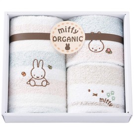 Nishikawa 228725909 Miffy Towel Gift Set, 8.7 x 9.8 x 2.4 inches (22 x 25 x 6 cm), Washable, 100% Cotton, Organic Cotton, Made in Japan