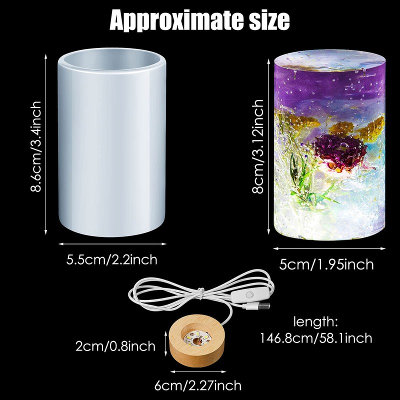 2 Pieces Cylinder Light Resin Silicone Mold Set, Include Cylinder