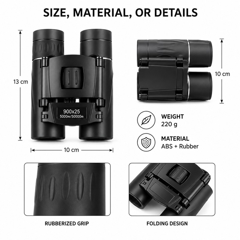 Compact Binoculars for Outdoor Viewing – BAK4 Folding Telescope with