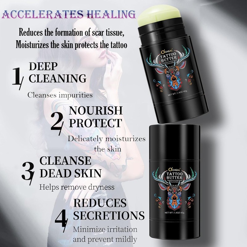 Tattoo Aftercare Butter Balm,Natural Organic Tattoo Cream Moisturizer for Old
