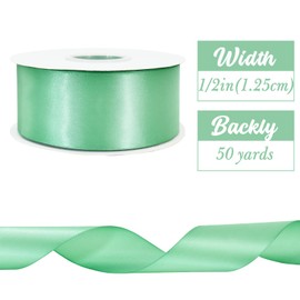 TONIFUL 2 Inch x 50yd Sage Green Satin Ribbon Wide Solid Fabric Ribbon for Gift Wrapping, Floral Bouquets, Bows and Craft Making, Christmas Valentines Birthday Wedding and Party Decoration