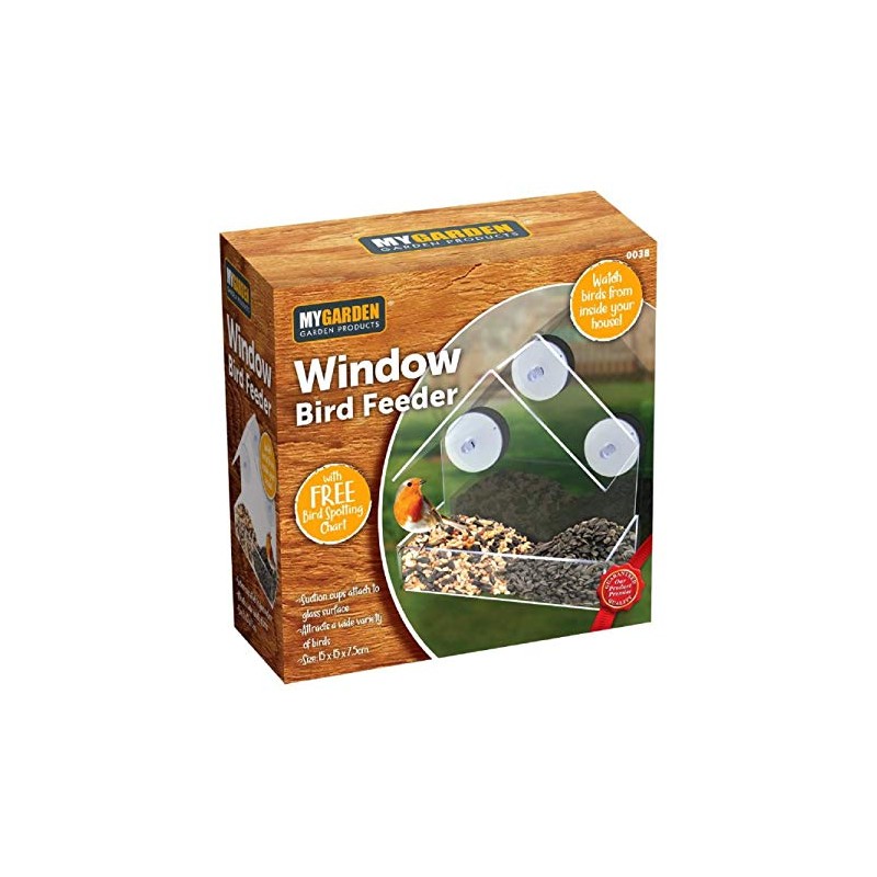 My Garden Window Bird Feeder Clear Perspex Hanging Bird Feeder