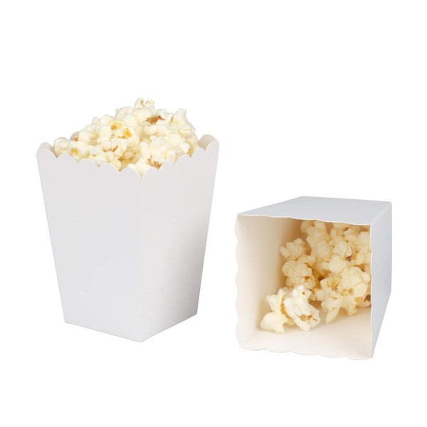 White Popcorn Boxes Mini Paper Popcorn Box for Party,Pack of