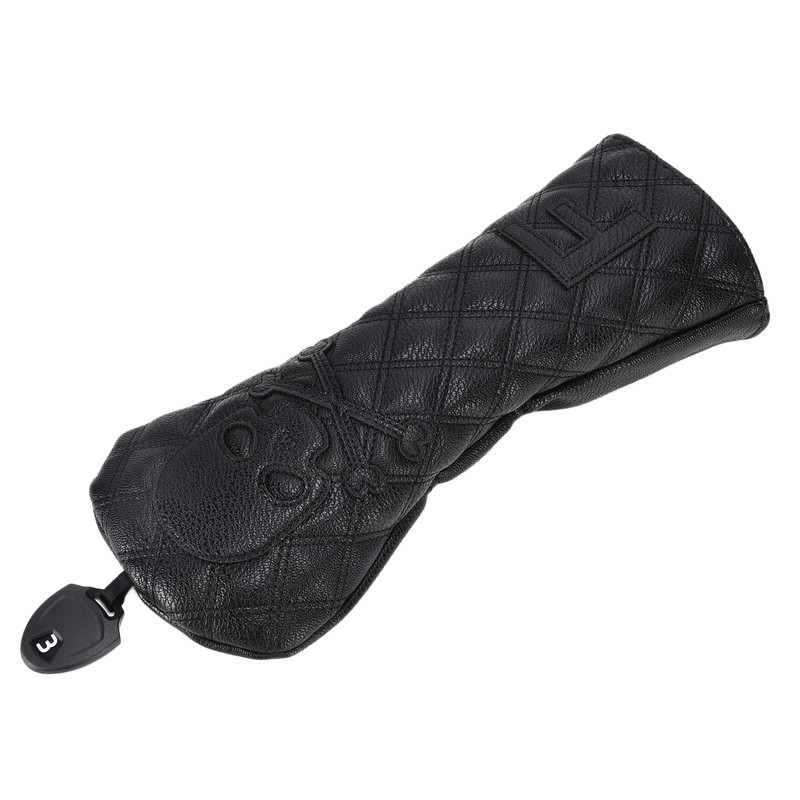 PU Leather Golf Wood Head Covers Waterproof Golf Skull Pattern